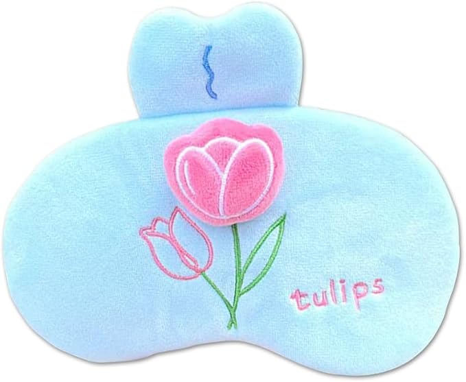 PERFECTSIGHT Sleep Eye Masks, Cute Plush Sleep Eye Cover Lightweight Adjustable Eyeshade Faux Fur Mask Cover for Women Men Sleep Travel Nap, Blue Tulip-BrightBean Baby