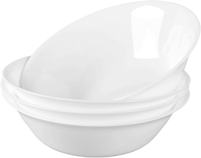 25OZ Cereal Soup Bowl Set of 4, Opal Glass 7.5 inch White Bowls for Ramen, Noodle, Salad, Fruit, Dishwasher and Microwave Safe