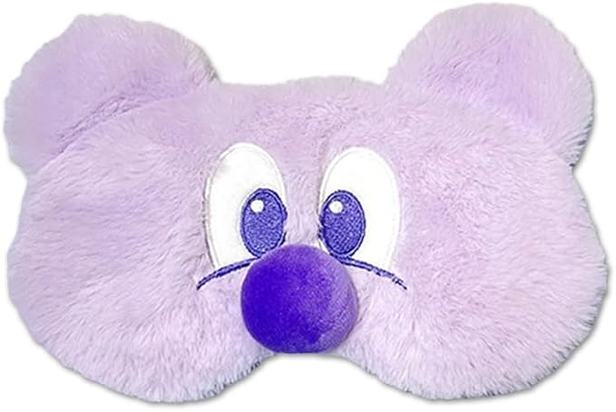 PERFECTSIGHT Mouse Sleep Eye Masks, Cute Plush Sleep Eye Cover Lightweight Adjustable Eyeshade Faux Fur Mask Cover for Women Men Kids Sleep Travel Nap, Big Eye Girl, Purple Nose-BrightBean Baby