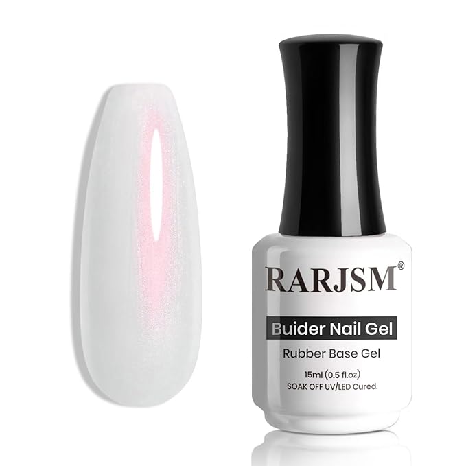 RARJSM Gel Builder Nail Polish Pearl White Red Shimmer Hard Gel in a Bottle Mermaid Shell Glitter Pearlescent Thick Extension Structure Gels for Nails 15ml Soak Off Curing Requires Salon Home Use-BrightBean Baby