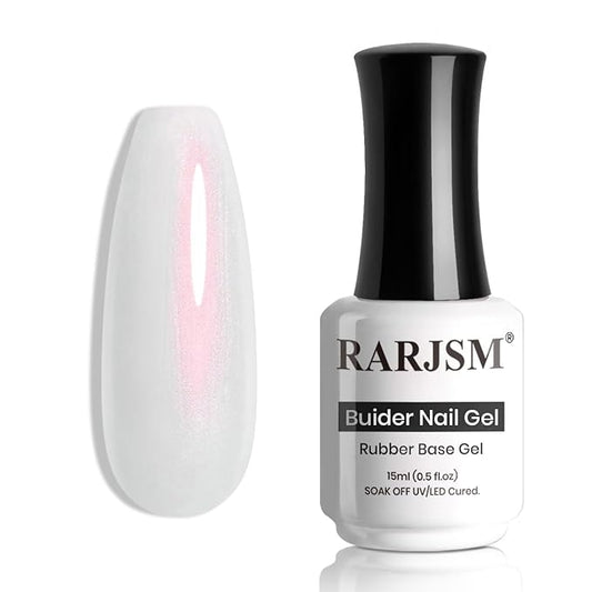 RARJSM Gel Builder Nail Polish Pearl White Red Shimmer Hard Gel in a Bottle Mermaid Shell Glitter Pearlescent Thick Extension Structure Gels for Nails 15ml Soak Off Curing Requires Salon Home Use-BrightBean Baby