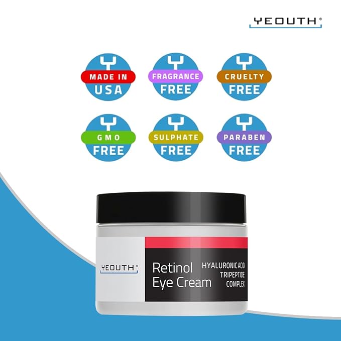 YEOUTH Retinol Eye Cream with Hyaluronic Acid, Hydrating Under Eye Cream for a Refreshed Appearance, Retinol Cream for Face, Eye Care 2oz-BrightBean Baby