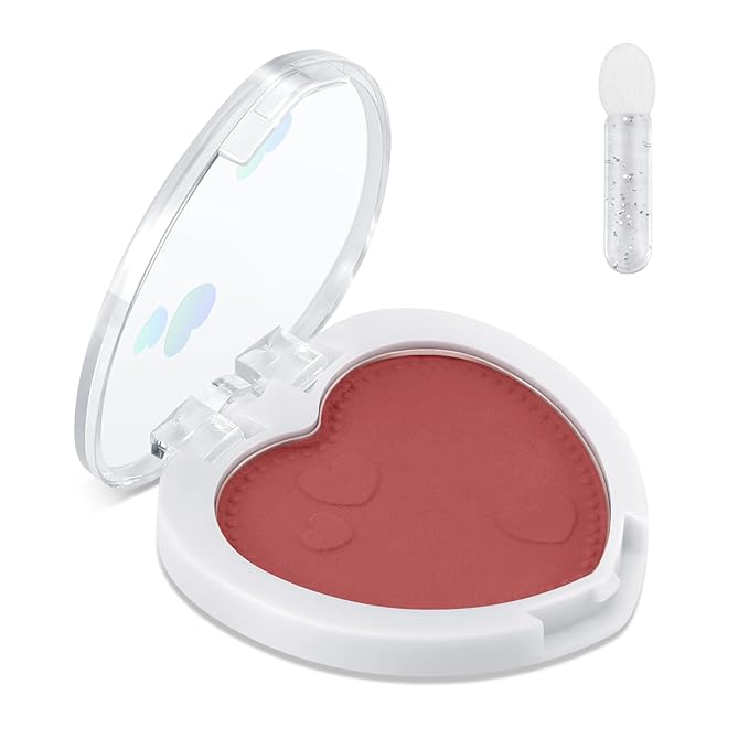 Boobeen Powder Blush Matte Pressed Blush Palette, Highly Pigmented Cream Pink Blusher for Cheeks, Blusher Compact Powder Makeup Lightweight Easily Blends, Single Color Rouge Powder-BrightBean Baby