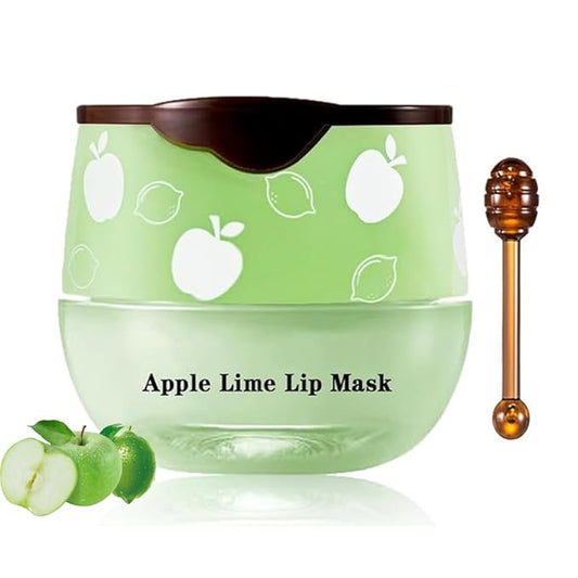 1PCS Lip Balm Honey Pot,Honey/Apple Lime Lip Mask Overnight Moisturizing Lip Balm,Hydrating Prevention Dry & Cracked Lip Exfoliator Lip Wrinkle Care Sleeping Lip Mask (Apple Lime)-BrightBean Baby