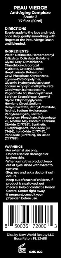 MĒTIER® Peau Vierge Complexe, Hydrating Tinted Moisturizer, Retinol, Hyaluronic Acid, 1.7 fl oz (Shade 2 - light/medium)-BrightBean Baby