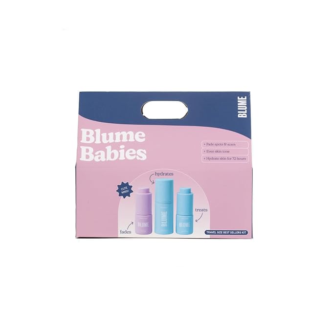 Blume Babies Travel Size Skincare - Skincare Gift Set Includes Meltdown Acne Oil, Milky Fade Dark Spots Serum, and Meltdown Gel Cream Face Moisturizer for Acne and Blemish Prevention (3 Count)-BrightBean Baby