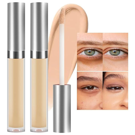 Kaely 2Pcs Hydrating Concealer Wand,Full Coverage Liquid under Eye Concealer,Long Lasting Waterproof Primer Makeup for Dark Circles and Puffiness Trouble Spots Redness,Eye Ring corrector de ojeras 06-BrightBean Baby