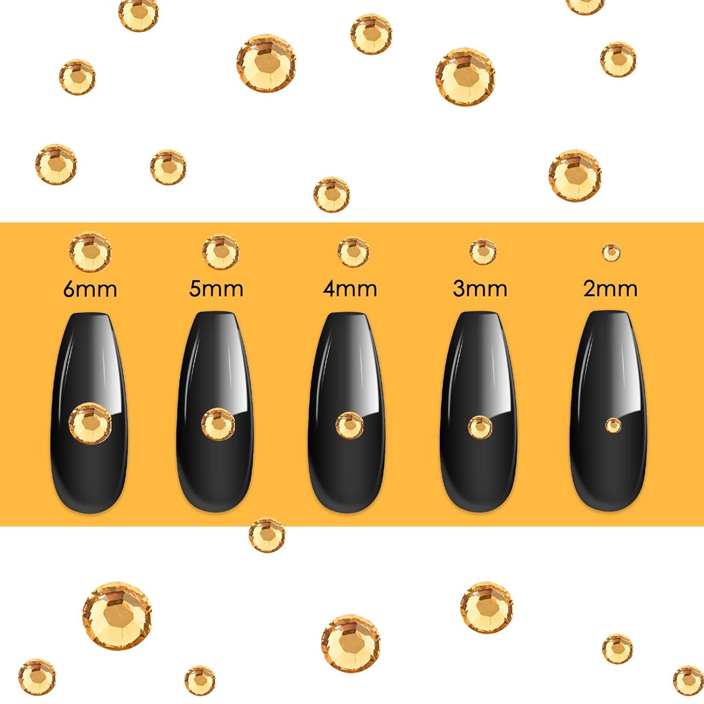 Canvalite 2784Pcs Gold Rhinestones Flatback Gems, Nail Rhinestones Nail Art Gems with Jewelry Glues, Pick Up Tweezers and Rhinestone Picker Dotting Pen, Nail Art Tools for Nails, Clothes, Face, Craft-BrightBean Baby