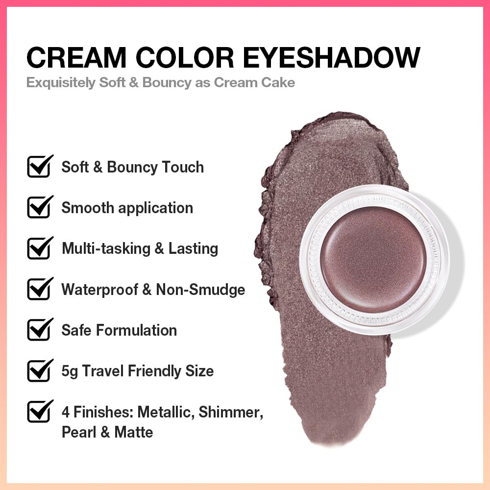 Cream Glitter Taupe Shimmer Metallic Eyeshadow Palette Makeup, Natural Single Mini Instant Holographic Eyeshadow For Women, Sombras Crema Para Ojos, Talc, Paraben & Cruelty Free, R04-BrightBean Baby