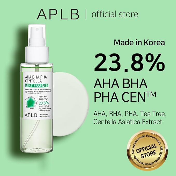 APLB AHA BHA PHA Centella Mist Essence | AHA BHA PHA CEN™ 23.8% 3.55 FL.OZ/Korean Skincare, Exfoliant, Replenishing Moisture, Revitalize for Gentle and Improve Skin Texture-BrightBean Baby