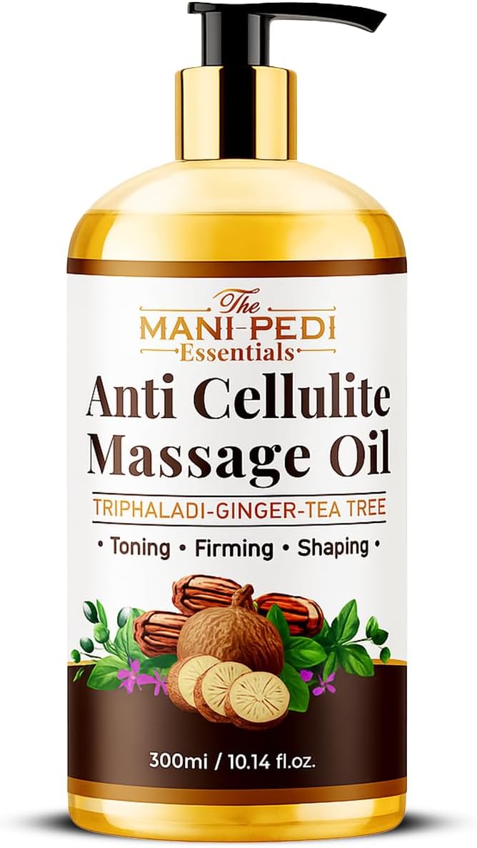 Anti Cellulite Massage Oil with Ginger Oil, Tea-Tree Oil & Natural Herbs for Toning, Firming & Shaping. 100% Natural Ingredients, Non-Sticky Texture - 10 Fl Oz-BrightBean Baby