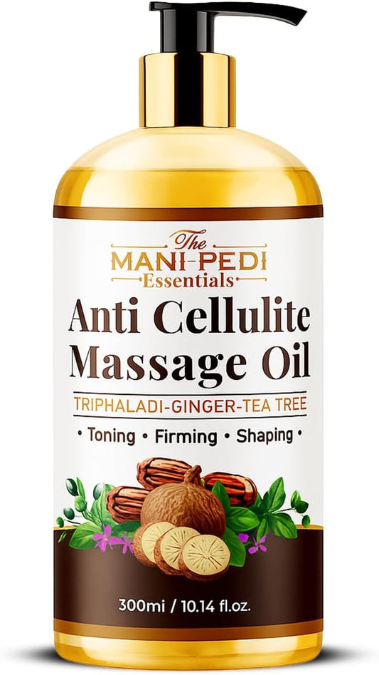 Anti Cellulite Massage Oil with Ginger Oil, Tea-Tree Oil & Natural Herbs for Toning, Firming & Shaping. 100% Natural Ingredients, Non-Sticky Texture - 10 Fl Oz-BrightBean Baby