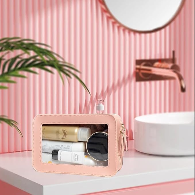 Clear Makeup Bag Small, TSA Approved Portable Toiletry Bag with Zipper Cosmetic Travel Bag Makeup Organizer Case Mini Makeup Pouch for Purse Car Organizer Bag for Women Men-BrightBean Baby