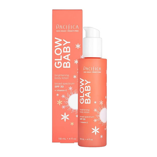 Pacifica Glow Baby Vitamin C SPF 30 Body Lotion – Brightening Daily Moisturizer + Broad Spectrum Sun Protection, Hydrating No White Cast Sunscreen for Glowing Skin, Clean Vegan & Cruelty-Free Skincare-BrightBean Baby