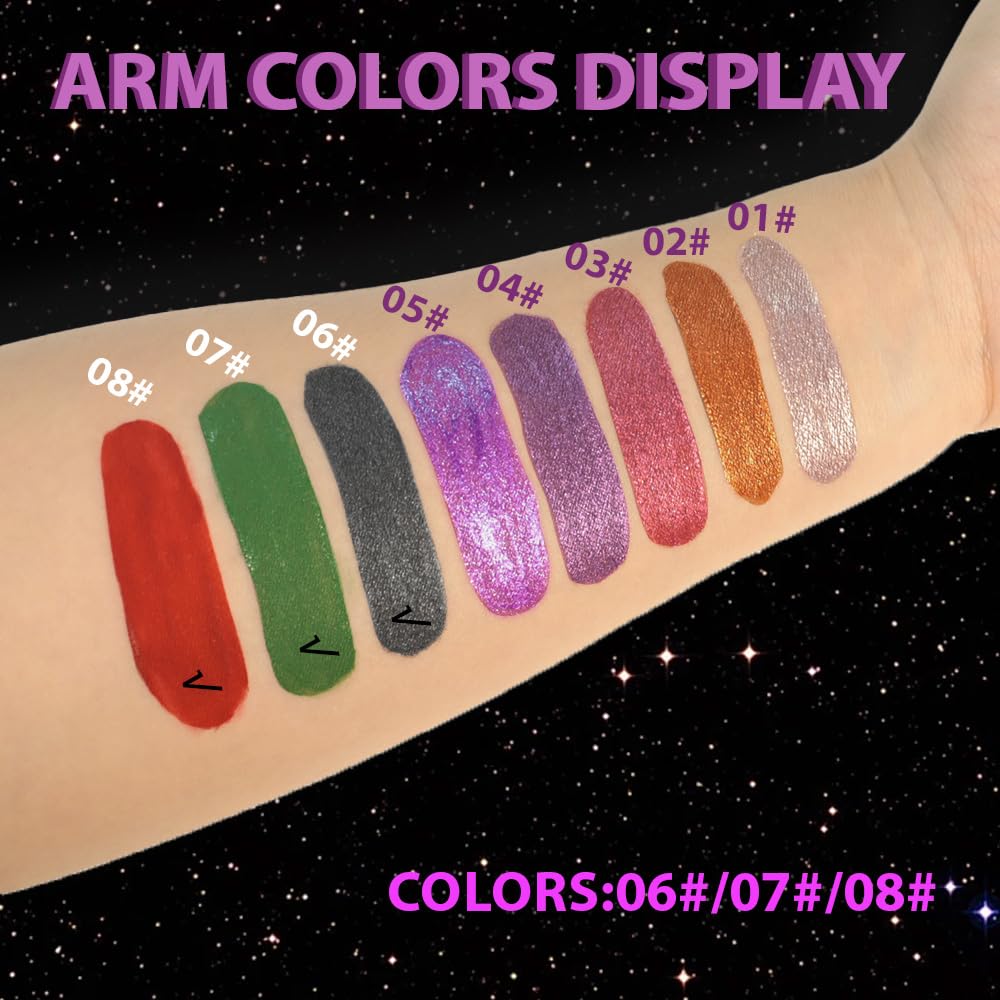 Gray Black Green Red Metallic Lipstick for Women,Glitter Sparkling Liquid Lipstick,Long Lasting Waterproof Lightweight Non-Drying Bold Dark Lip Gloss for Gothic Stage Makeup,Vegan-BrightBean Baby