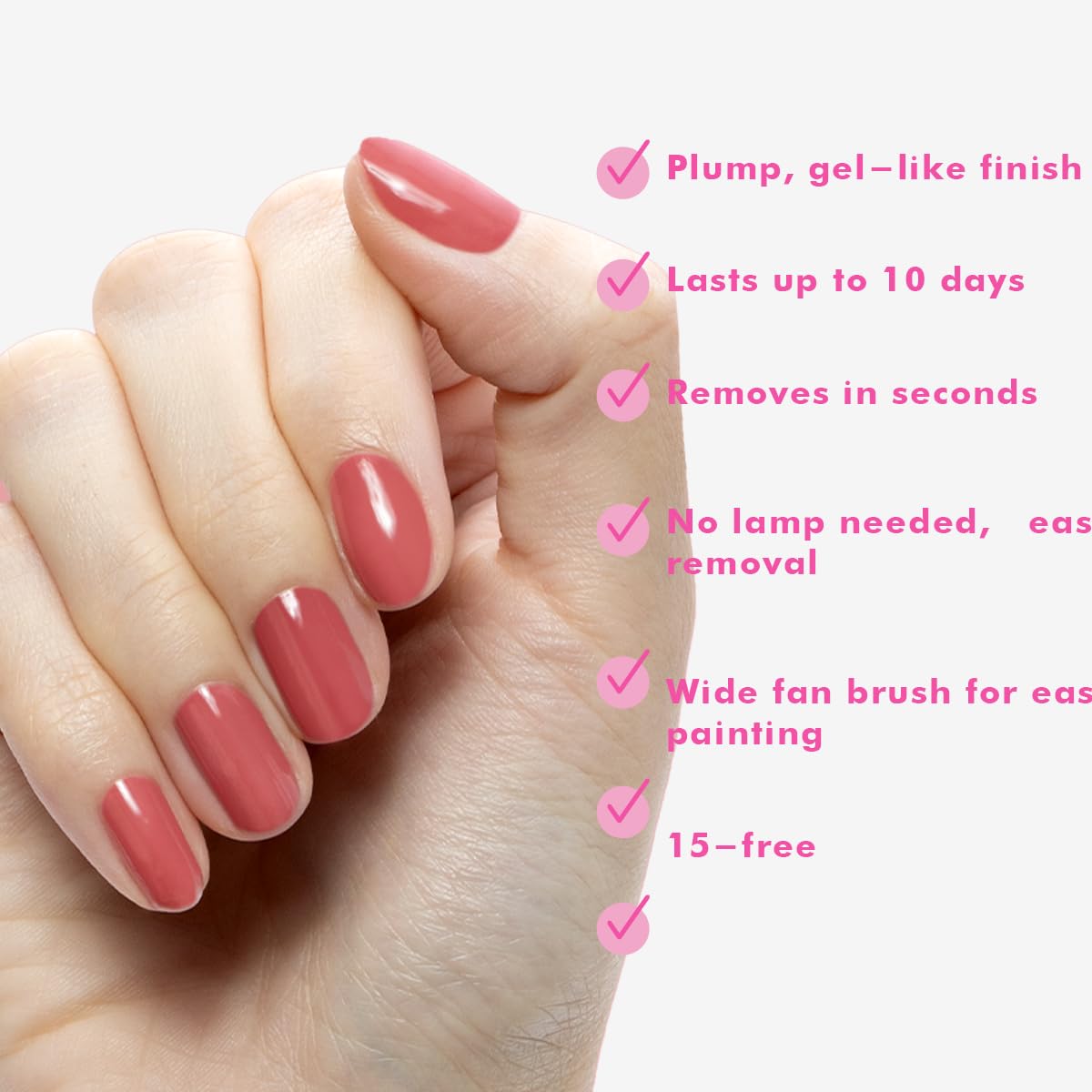 Olive & June Long Lasting Nail Polish | Plump Gel-Like Finish No Lamp Needed | Lasts up to 10 days | Salon-Quality Color at Home | 15-Free Vegan Cruelty-Free Chip-Resistant Shine | LD Rosy Neutral-BrightBean Baby