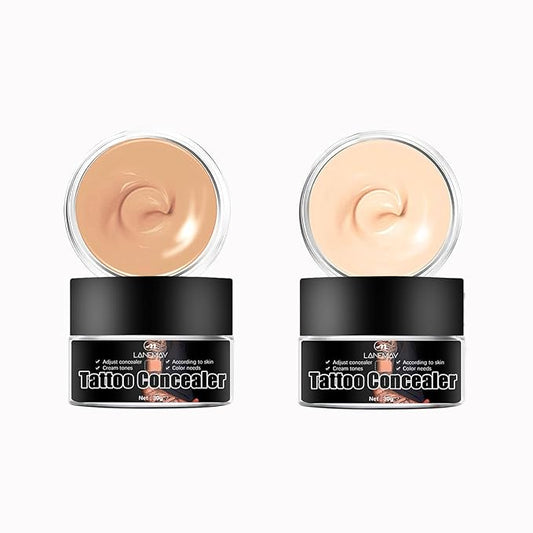 Tattoo Cover Up, Invisible Waterproof Concealer,Long Lasting Professional Skin Makeup Concealer Kit for Body Leg Tattoo, 2 Colors,30gX2-BrightBean Baby