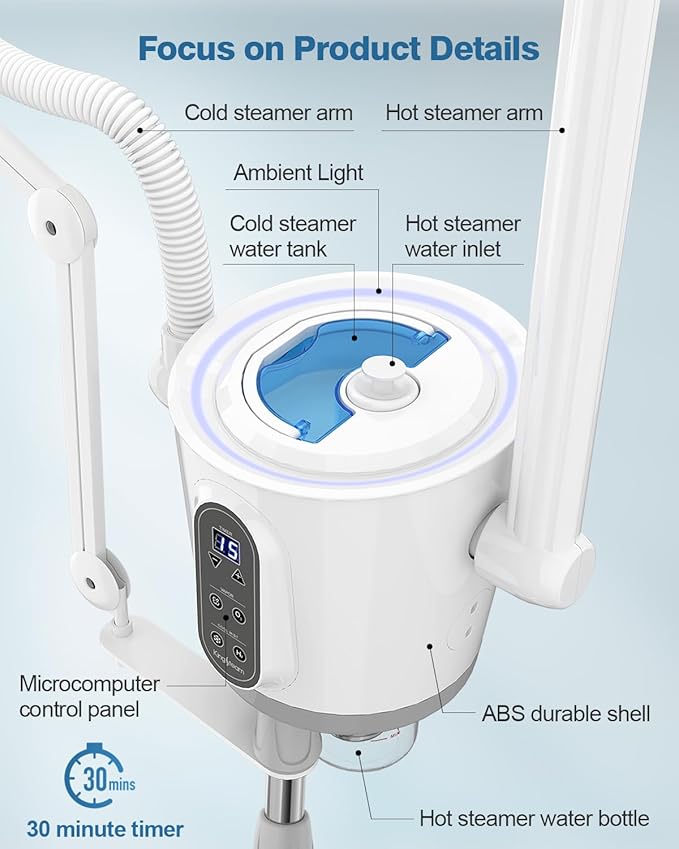 Kingsteam Professional Hot and Cold Facial Steamer，Nano Water Mist, Large Capacity Steam, 30 Min Timer, Deep Cleansing, Designed for Beauty Salon, Skin Clinic, Professional Salon, Home-BrightBean Baby