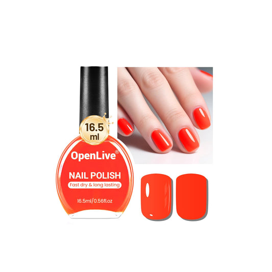 16.5ml Neon Red Nail Polish Glossy Shine Finish Large Volume Quick Dry Nail Polish, Long Lasting Shine, Fingernail Toenail Nail Art DIY Home Travel Nail Art Gift-BrightBean Baby