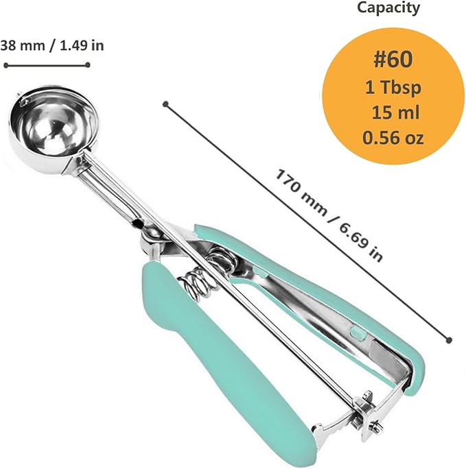 Cookie Scoop, Ice Cream Scoop, 1Tbsp/15 ml/0.5oz Cookie Scoops for Baking, 18/8 Stainless Steel Cookie Scooper for Baking, Cookie Dough Scoop with Non-slip Grip (Red)