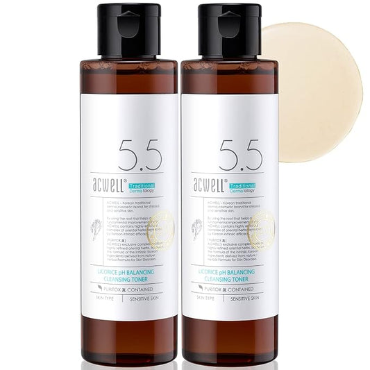 ACWELL Licorice pH Balancing Korean Toner for Cleansing - Alcohol-Free PH5.5 Hydrating Facial Astringent -Skin Clarifying & Hydration Boosting Toner, 5.1 fl.oz. 2 Pack-BrightBean Baby