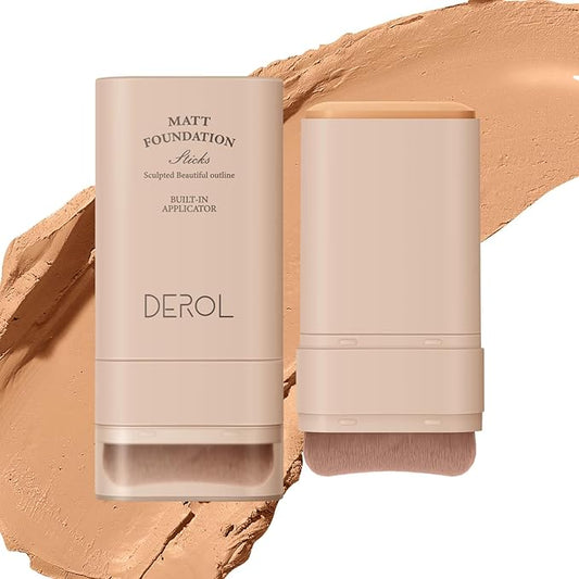 Multi-Use Foundation Stick Makeup with Brush,High Coverage Blendable Lightweight Contour Stick,Waterproof Flawless Natural Finish Creamy Foundation Makeup,Longwear Face Makeup Stick(#4)-BrightBean Baby