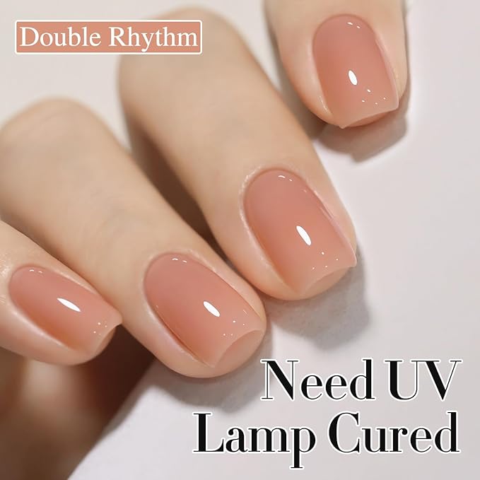 Double Rhythm 0.50 OZ Translucent Gel Polish Same Color Same Bottle Sheer Pastel Neutral Natural Milky 15 ML Jelly UV Nail Art DIY at Home (Light Orange Pink-A1497)-BrightBean Baby