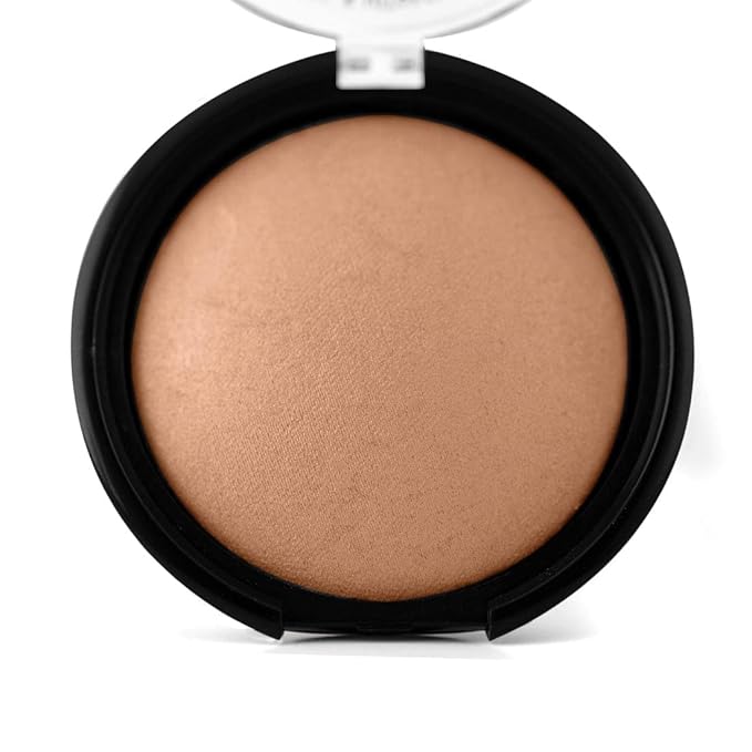 Palladio Baked Bronzer, Highly Pigmented and Easy to Blend, Shimmery Bronzed Glow, Use Dry or Wet, Lasts all day long, Provides Rich Tanning Color Finish, Powder Compact, Caribbean Tan-BrightBean Baby