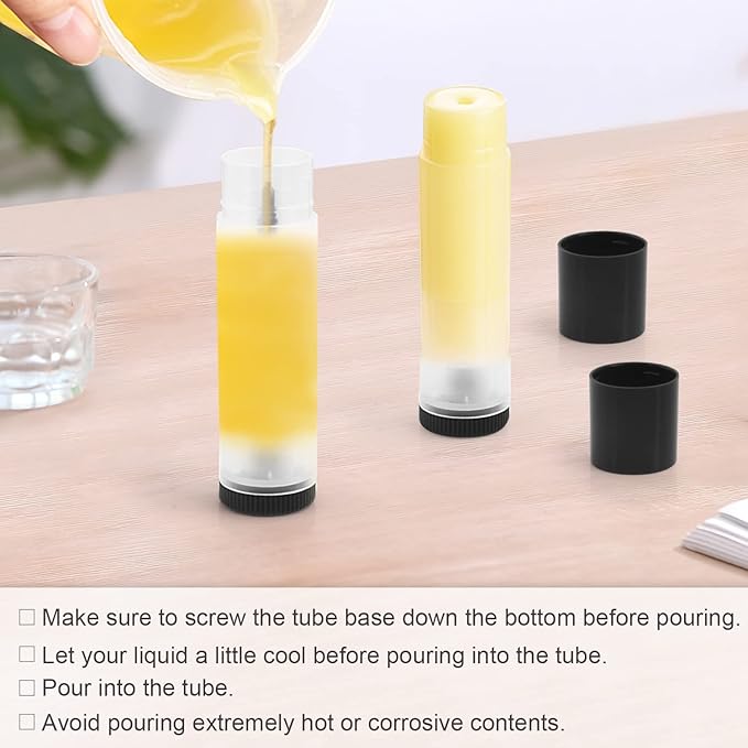 50Pcs 5g Lip Balm Tubes Plastic Lipstick Containers Empty Refillable Twist-up Lip Gloss Balm Filling Stick Clear Tube Holder with Black Cap for DIY Chapsticks Crayon Solid Perfume-BrightBean Baby