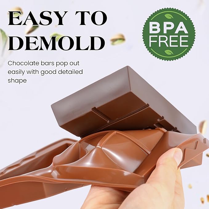 1 Inch Chocolate Bar Mold Deep Dubai Stuffed Chocolate Molds Silicone Large Break Apart Candy Molds (1 Pc)