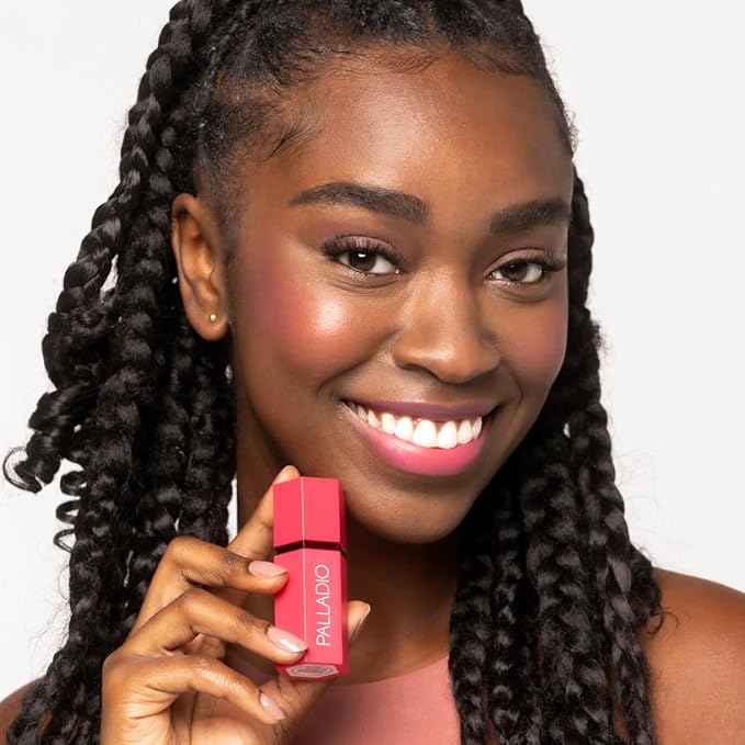 Palladio Liquid Blush for Cheeks & Lips 2-in-1 Makeup Face Blush, Weightless Cream Formula, Smudge Proof Long-Wearing Pigmented Blush, Natural Look Makeup Face Blushes, Dewy Finish, Deep Fuchsia-BrightBean Baby
