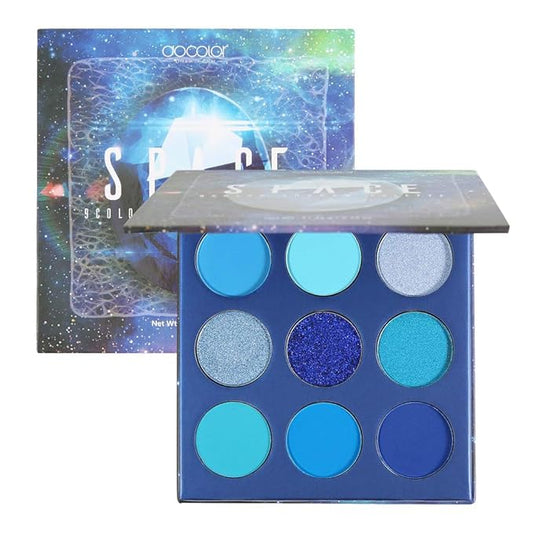 docolor Eyeshadow Palette 9 Colors Blue Eyeshadow Gemstone Shadow Palette Highly Pigmented Mattes Shimmers Smokey Glitter Cream Colorful Powder Blendable Long Lasting Waterproof Makeup Palette-BrightBean Baby