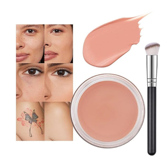 Kaely Pot Concealer Full Coverage Set,under Eye Brightener Concealer for Conceals Dark Circles,Waterproof Foundation Face Makeup Brush Kit,Color Correcting Concealer,Eye Ring corrector de ojeras 06-BrightBean Baby