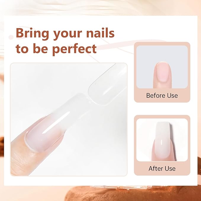 JEWHITENY Poly Extension Gel Nail Set Clear White Pink Poly Nail Gel With Slip Solution Base Coat Top Coat French Manicure for Finger Art and Home DIY Need U V Lamp Curing-BrightBean Baby