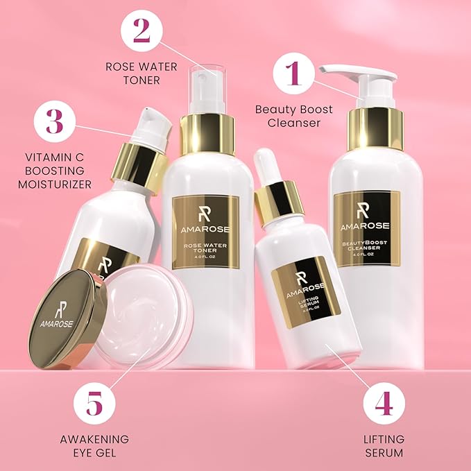 Amarose Rose Water Spray - Revitalizing, Facial Toner - Water for Face - Rose Water Toner - All Skin Types - Hydrating- Rosewater, Spray, Mist with Hyaluronic Acid-BrightBean Baby