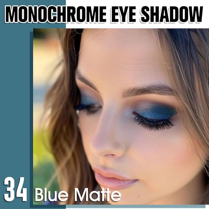 Dark Blue Single Matte Eyeshadow Makeup, Neutral Powde Eye Shadow for Women, Dark Blue Matte Singles Eyeshadow Palette Pigmented Waterproof, sombras para ojos, Girls Monochrome Eyeshadows Gift-BrightBean Baby