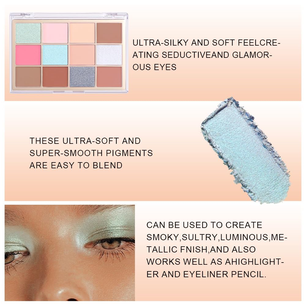 Nude Silver Brown Eyeshadow Palette,Natural Neutral Soft Small Cream Light Colors Eyeshadow Palette,Eye Shadow Palette Long Lasting Naturing-Looking Make Up Pallets for Women,Vegan-BrightBean Baby