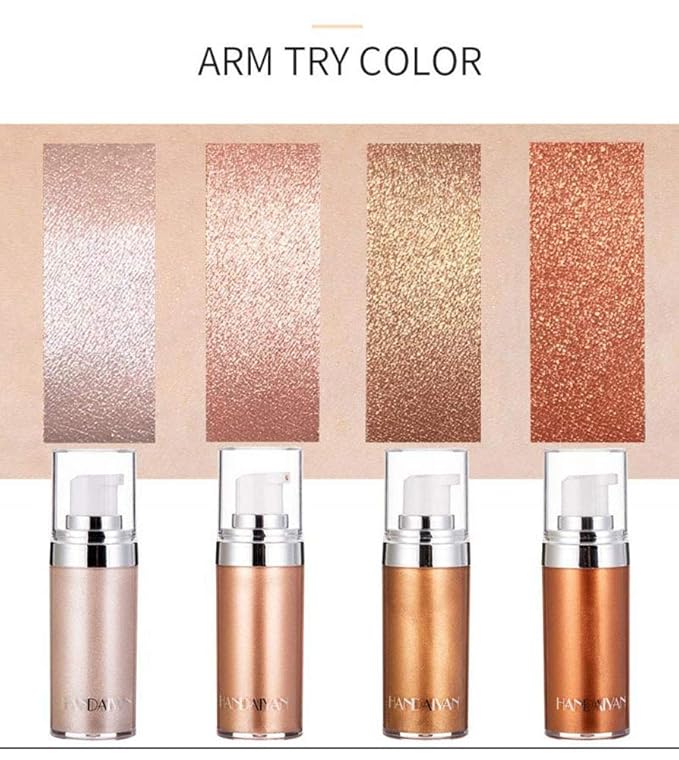 Body Face Luminizer Highlighter Cream Spray Liquid Bronzer Illuminator Glow Glistening Makeup Foundation (#3 Bronze Gold)-BrightBean Baby