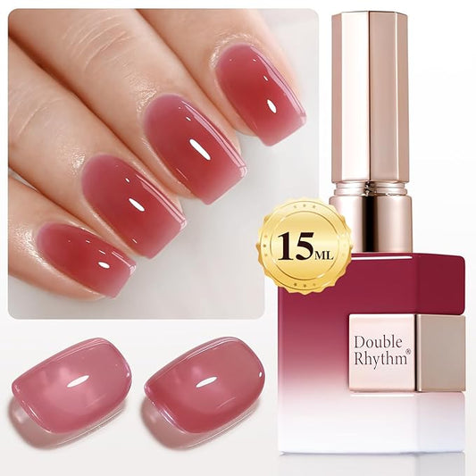 Double Rhythm 0.50 OZ Translucent Gel Polish Same Color Same Bottle Sheer Pastel Neutral Natural Milky 15 ML Jelly UV Nail Art DIY at Home (Deep Purple Pink-A1513)-BrightBean Baby