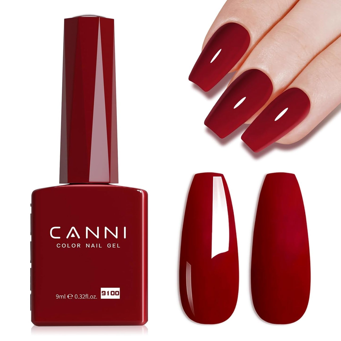 CANNI Red Gel Polish, 1Pcs Deep Dark Red Color Nail Polish Gel High Gloss Soak Off UV French Nail Manicure Salon DIY-BrightBean Baby