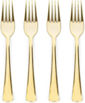 Prestee 100 Gold Plastic Forks - Heavy Duty Elegant Disposable Utensils - Fancy Plastic Silverware for Weddings and Holidays - Heavyweight 7 Inch Forks for Special Occasions