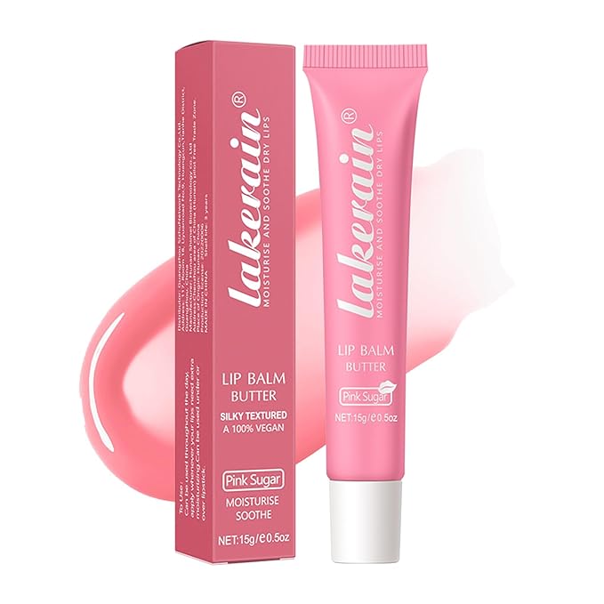 Lip Butter Balm, Day/Night Hydrating Lip Mask, Moisturizing Lip Balm Butter, Ultra-Nourishing Lip Care Moisturizer, Lip Butter Gloss Shine Lip Glow Oil Makeup#6 Pink Sugar-BrightBean Baby
