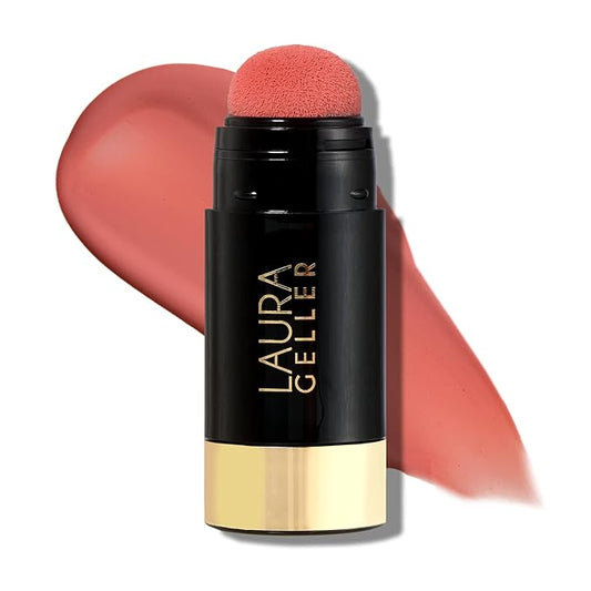 LAURA GELLER NEW YORK Serum Blush Tint, Lightweight Liquid Blush for Cheeks, Weightless Watercolor Sheer Finish, Poppy Peach-BrightBean Baby