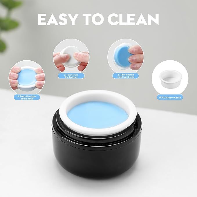 Nose Wax Kit - Travel Wax Warmer for Hair Removal with 100g Waxs, 15 Applicators, 30 Nose Hair Sticks 2 Silicone Pots, 1 Bag Constant Temperature, 15-20 Times Black - Round | Black | Mini-BrightBean Baby