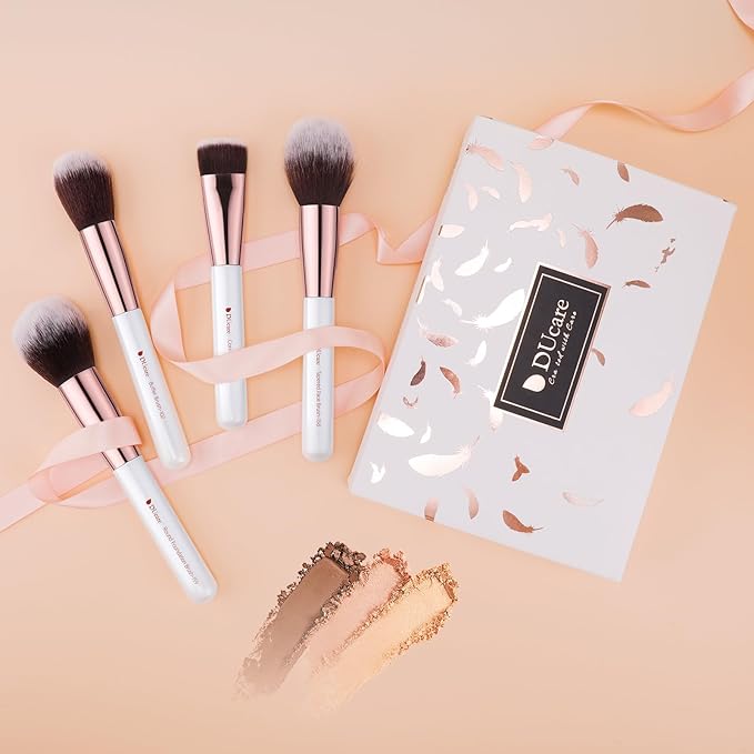 DUcare Makeup Brushes Set Professional 27Pcs Makeup Brushes Premium Synthetic Kabuki Foundation Blending Face Powder Blush Concealers Eye Shadows Make Up Brushes Kit White-BrightBean Baby