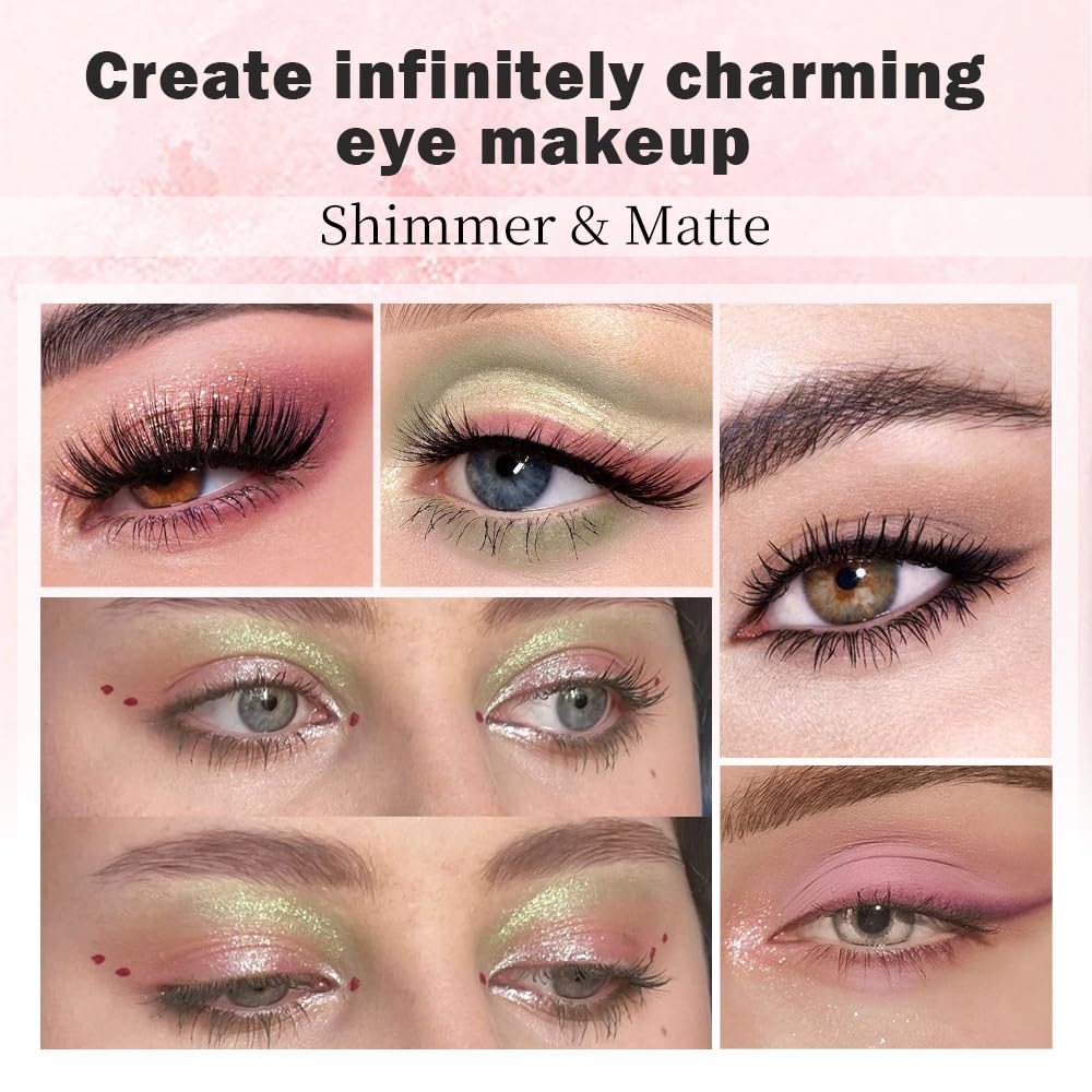 Nude Pink 7Colors Eyeshadow Makeup Palette with Mirror,Green Natural Neutral Eye Shadow Palettes for Older Women,Long Lasting Naturing-Looking,Lightweight,Waterproof,Eye Makeup Kit Travel Size,Vegan-BrightBean Baby