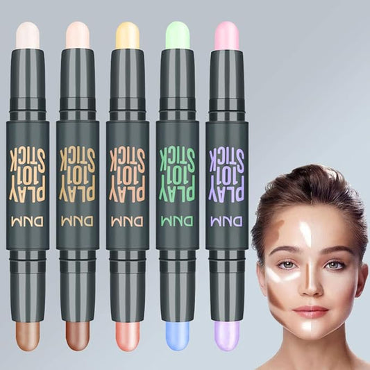 5Pcs Cream Contour Sticks Makeup Kit,Primer Face Makeup Highlighter Stick Contouring Makeup Kit for Beginners,Highlight and Contour Kit,Cream Concealer Makeup Blur Stick-BrightBean Baby