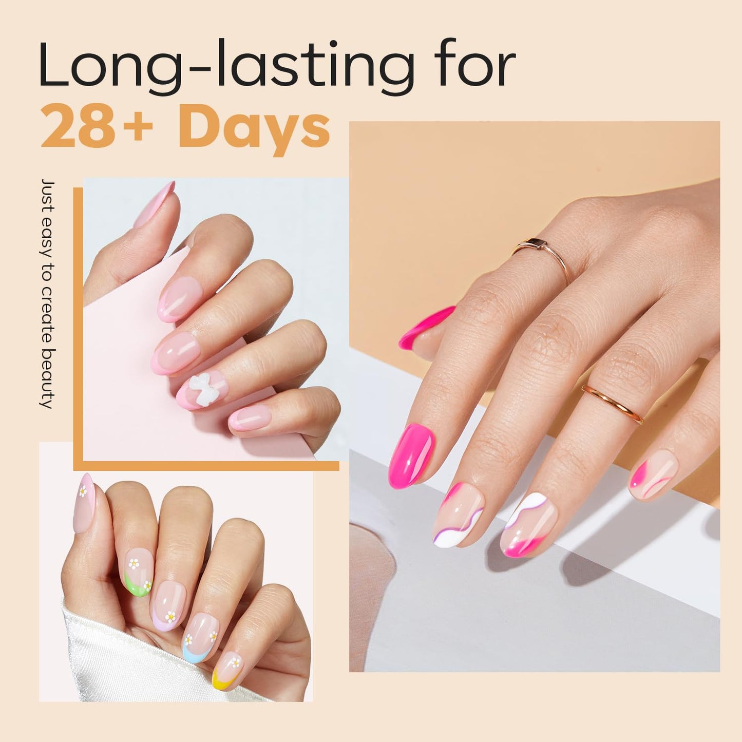 modelones Short Oval Nail Tips, Pre-shaped Soft Gel Tips Fake Nails False Acrylic Clear Full Cover Press on Extension Kit Gel Manicure DIY at Home 216PCS 12Sizes-BrightBean Baby