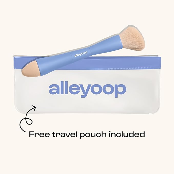 Alleyoop Multi-Tasker 4-in-1 Travel Makeup Brush Set – Compact Makeup Brushes with Blending Sponge, Eyeshadow, Eyebrow & Liner, Blush & Bronzer Brush – Mini Makeup Tools Kit for Women, Vegan-BrightBean Baby