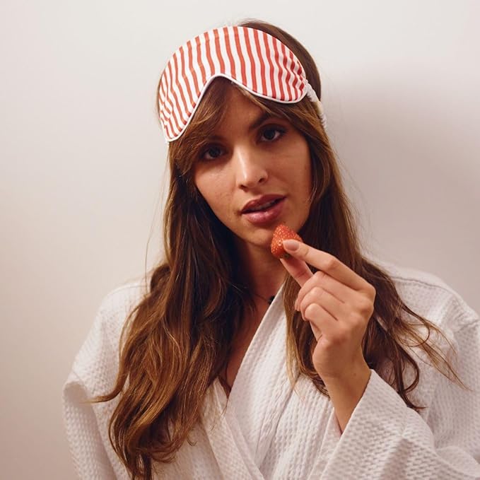 SMUG Satin Sleep Mask & Eye Mask | Travel Sleep Masks for Women & Men | Soft Sleeping Eye Mask to Nourish Skin & Reduce Dark Circles | Eye Sleep Mask Shades to Block Out Light | Candy Cane-BrightBean Baby